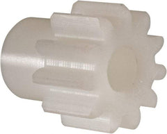 Poly Hi Solidur - 20 Pitch, 0.6" Pitch Diam, 11 Tooth Spur Gear - 3/8" Face Width, 1/4" Bore Diam, 15/32" Hub Diam, Nylon - Exact Tool & Supply