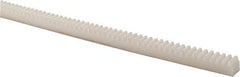 Poly Hi Solidur - 3/8" Face Width, 4 Feet Long, 3/8" Thick Nylon Gear Rack - 20 Pitch, 14-1/2° Pressure Angle - Exact Tool & Supply