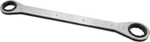 Lang - 1-1/16" x 1-1/4" 12 Point Ratcheting Box Wrench - Double End, 15" OAL, Steel, Nickel Chrome Finish - Exact Tool & Supply