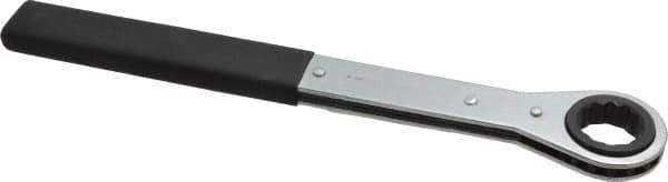 Lang - 24mm 12 Point Ratcheting Box Wrench - Single End, 12" OAL, Steel, Nickel Chrome Finish - Exact Tool & Supply