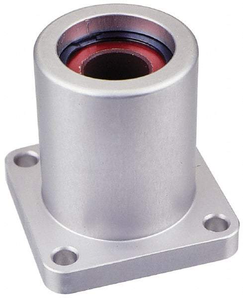 Pacific Bearing - 1" ID, 2.812" OAL x 2-3/4" OAH 4-Bolt Flange Mounted Bearing - 1,905 Lb Static Cap, 2-1/8" Btw Mnt Hole Ctrs, Aluminum - Exact Tool & Supply