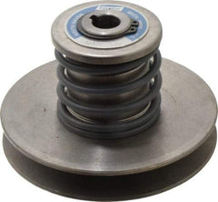 Lovejoy - 1.72" Min Pitch, 3-1/2" Long, 4.65" Max Diam, Spring Loaded Variable Speed Pulley - 5" Outside Diam, 5/8" Inside Diam, 1/2 Hp at 1750 RPM, 0.333 Hp at 1150 RPM - Exact Tool & Supply