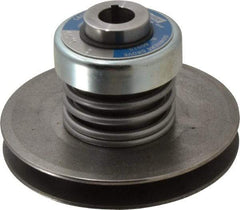 Lovejoy - 2.69" Min Pitch, 4.13" Long, 5.65" Max Diam, Spring Loaded Variable Speed Pulley - 6" Outside Diam, 7/8" Inside Diam, 1 Hp at 1750 RPM, 3/4 Hp at 1150 RPM - Exact Tool & Supply