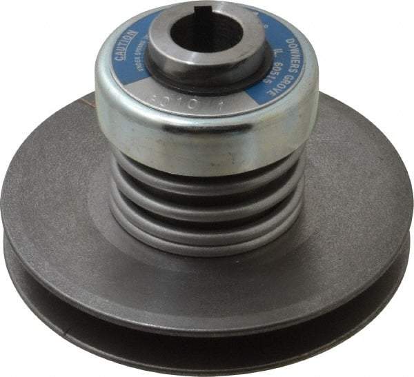 Lovejoy - 2.69" Min Pitch, 4.13" Long, 5.65" Max Diam, Spring Loaded Variable Speed Pulley - 6" Outside Diam, 1" Inside Diam, 1 Hp at 1750 RPM, 3/4 Hp at 1150 RPM - Exact Tool & Supply