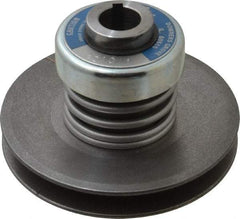 Lovejoy - 2.69" Min Pitch, 4.13" Long, 5.65" Max Diam, Spring Loaded Variable Speed Pulley - 6" Outside Diam, 1" Inside Diam, 1 Hp at 1750 RPM, 3/4 Hp at 1150 RPM - Exact Tool & Supply