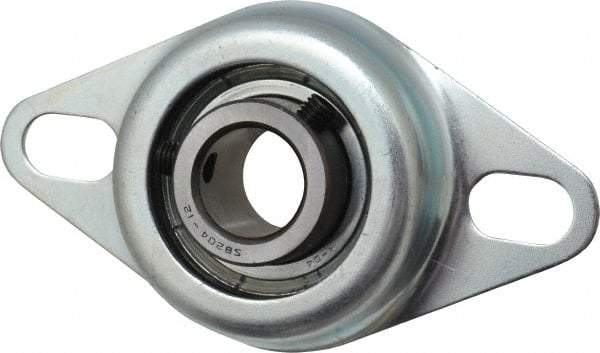 Value Collection - 3/4" ID, 1.2205" OAL x 4-1/2" OAH 2-Bolt Flange - 1,650 Lb Static Cap, 2,830 Lb Dyn Cap, 3-3/8" Btw Mnt Hole Ctrs, Stamped Steel Rubber Mount - Exact Tool & Supply