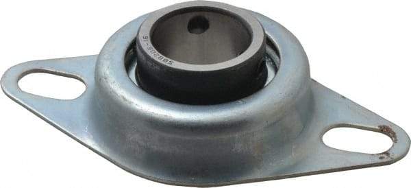 Value Collection - 1" ID, 1.2205" OAL x 4-1/2" OAH 2-Bolt Flange - 1,740 Lb Static Cap, 3,100 Lb Dyn Cap, 3-3/8" Btw Mnt Hole Ctrs, Stamped Steel Rubber Mount - Exact Tool & Supply