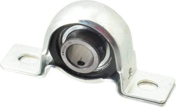 Value Collection - 5/8" ID, 3.8437" OAL x 2" OAH Pillow Block - 1,060 Lb Static Cap, 2,110 Lb Dyn Cap, 2.9843" Btw Mnt Hole Ctrs, 1" Base-to-Ctr Ht, Stamped Steel Rubber Mount - Exact Tool & Supply