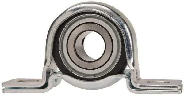 Value Collection - 3/4" ID, 4-1/4" OAL x 2-7/32" OAH Pillow Block - 1,650 Lb Static Cap, 2,830 Lb Dyn Cap, 3.3906" Btw Mnt Hole Ctrs, 1-1/8" Base-to-Ctr Ht, Stamped Steel Rubber Mount - Exact Tool & Supply