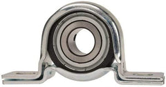 Value Collection - 3/4" ID, 4-1/4" OAL x 2-7/32" OAH Pillow Block - 1,650 Lb Static Cap, 2,830 Lb Dyn Cap, 3.3906" Btw Mnt Hole Ctrs, 1-1/8" Base-to-Ctr Ht, Stamped Steel Rubber Mount - Exact Tool & Supply