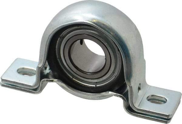 Value Collection - 1" ID, 4.5937" OAL x 2-5/8" OAH Pillow Block - 1,740 Lb Static Cap, 3,100 Lb Dyn Cap, 3-3/4" Btw Mnt Hole Ctrs, 1-5/16" Base-to-Ctr Ht, Stamped Steel Rubber Mount - Exact Tool & Supply