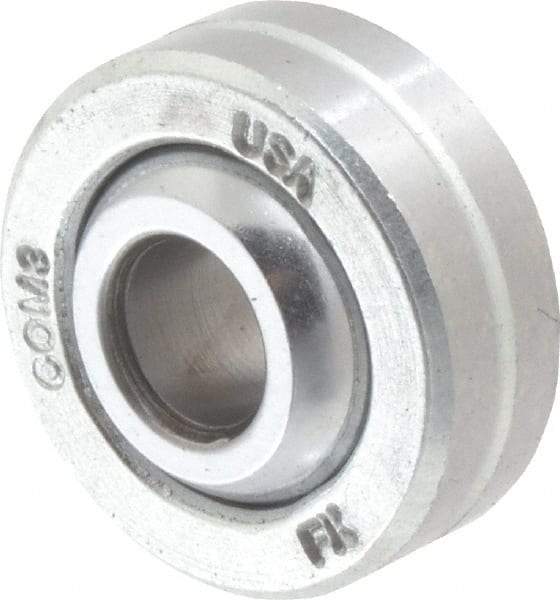 Made in USA - 3/16" Bore Diam, 3,250 Lb Dynamic Capacity, 9/32" Wide, Ball-Joint Spherical Plain Bearing - 9/16" OD - Exact Tool & Supply