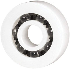 Made in USA - 1/4" Bore Diam, 3/4" OD, Open Plastic Race Radial Ball Bearing - 7/32" Wide, 1 Row, Round Bore, 17 Lb Static Capacity, 26 Lb Dynamic Capacity - Exact Tool & Supply
