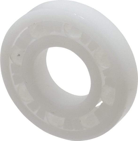 Made in USA - 1/2" Bore Diam, 1-1/8" OD, Open Plastic Race Radial Ball Bearing - 1/4" Wide, 1 Row, Round Bore, 43 Lb Static Capacity, 55 Lb Dynamic Capacity - Exact Tool & Supply
