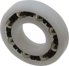 Made in USA - 1/2" Bore Diam, 1-1/8" OD, Open Plastic Race Radial Ball Bearing - 1/4" Wide, 1 Row, Round Bore, 43 Lb Static Capacity, 55 Lb Dynamic Capacity - Exact Tool & Supply