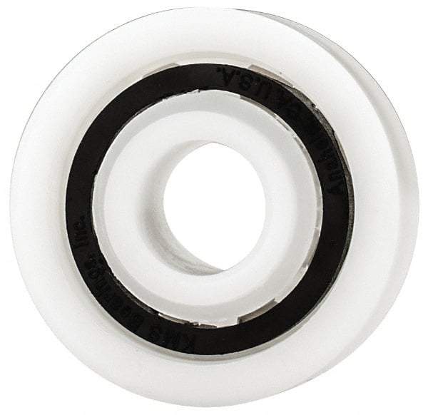 Made in USA - 3/8" Bore Diam, 1-1/8" OD, Open Plastic Race Radial Ball Bearing - 3/8" Wide, 1 Row, Round Bore, 43 Lb Static Capacity, 55 Lb Dynamic Capacity - Exact Tool & Supply