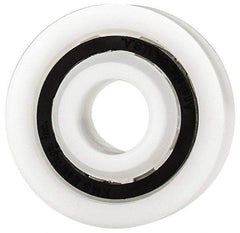 Made in USA - 3/8" Bore Diam, 1-1/8" OD, Open Plastic Race Radial Ball Bearing - 3/8" Wide, 1 Row, Round Bore, 43 Lb Static Capacity, 55 Lb Dynamic Capacity - Exact Tool & Supply