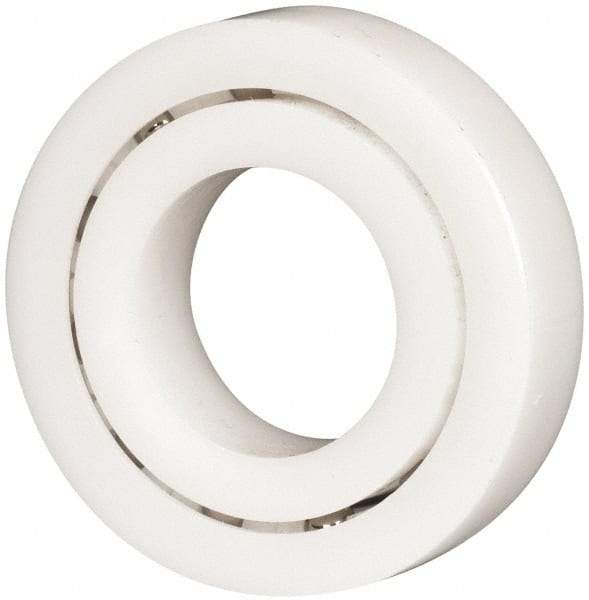 Made in USA - 1" Bore Diam, 2" OD, Open Plastic Race Radial Ball Bearing - 1/2" Wide, 1 Row, Round Bore, 61 Lb Static Capacity, 92 Lb Dynamic Capacity - Exact Tool & Supply