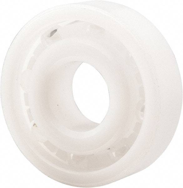 Made in USA - 10mm Bore Diam, 26mm OD, Open Plastic Race Radial Ball Bearing - 8mm Wide, 1 Row, Round Bore, 33 Lb Static Capacity, 42 Lb Dynamic Capacity - Exact Tool & Supply