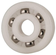 Made in USA - 5mm Bore Diam, 16mm OD, Open Plastic Race Radial Ball Bearing - 5mm Wide, 1 Row, Round Bore, 17 Lb Static Capacity, 26 Lb Dynamic Capacity - Exact Tool & Supply