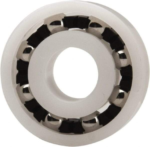 Made in USA - 8mm Bore Diam, 22mm OD, Open Plastic Race Radial Ball Bearing - 7mm Wide, 1 Row, Round Bore, 33 Lb Static Capacity, 42 Lb Dynamic Capacity - Exact Tool & Supply