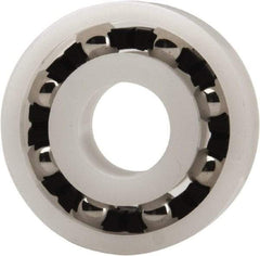 Made in USA - 8mm Bore Diam, 22mm OD, Open Plastic Race Radial Ball Bearing - 7mm Wide, 1 Row, Round Bore, 33 Lb Static Capacity, 42 Lb Dynamic Capacity - Exact Tool & Supply
