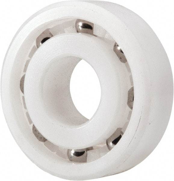 Made in USA - 10mm Bore Diam, 26mm OD, Open Plastic Race Radial Ball Bearing - 8mm Wide, 1 Row, Round Bore, 33 Lb Static Capacity, 42 Lb Dynamic Capacity - Exact Tool & Supply