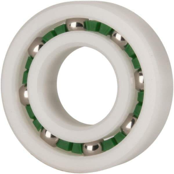 Made in USA - 15mm Bore Diam, 32mm OD, Open Plastic Race Radial Ball Bearing - 9mm Wide, 1 Row, Round Bore, 43 Lb Static Capacity, 55 Lb Dynamic Capacity - Exact Tool & Supply