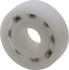 Made in USA - 10mm Bore Diam, 30mm OD, Open Plastic Race Radial Ball Bearing - 9mm Wide, 1 Row, Round Bore, 43 Lb Static Capacity, 55 Lb Dynamic Capacity - Exact Tool & Supply