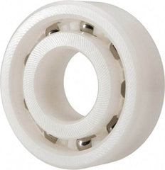 Made in USA - 15mm Bore Diam, 35mm OD, Open Plastic Race Radial Ball Bearing - 11mm Wide, 1 Row, Round Bore, 46 Lb Static Capacity, 69 Lb Dynamic Capacity - Exact Tool & Supply