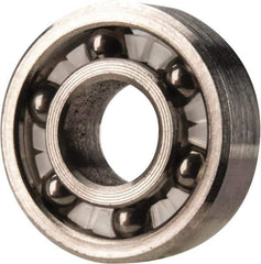 Made in USA - 1/4" Bore Diam, 5/8" OD, Open Precision Ground Radial Ball Bearing - 3/16" Wide, 1 Row, Round Bore, 51 Lb Static Capacity, 78 Lb Dynamic Capacity - Exact Tool & Supply