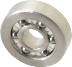 Made in USA - 1/4" Bore Diam, 3/4" OD, Open Precision Ground Radial Ball Bearing - 7/32" Wide, 1 Row, Round Bore, 51 Lb Static Capacity, 78 Lb Dynamic Capacity - Exact Tool & Supply