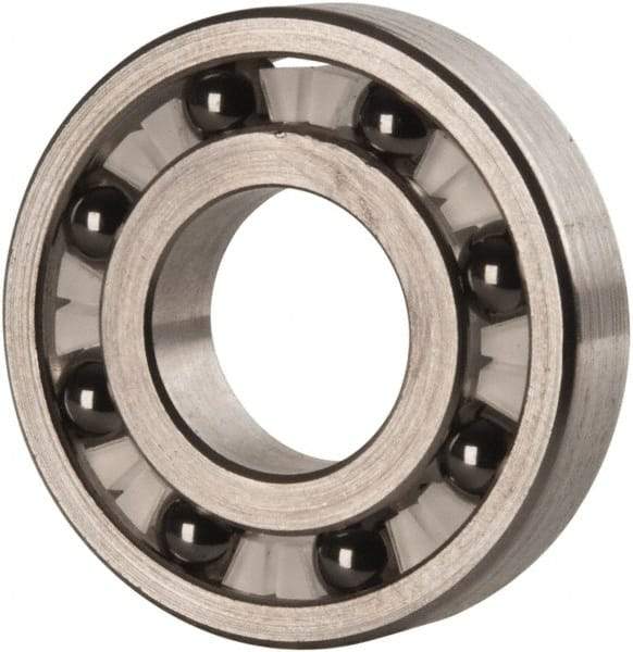 Made in USA - 1/2" Bore Diam, 1-1/8" OD, Open Precision Ground Radial Ball Bearing - 1/4" Wide, 1 Row, Round Bore, 129 Lb Static Capacity, 165 Lb Dynamic Capacity - Exact Tool & Supply
