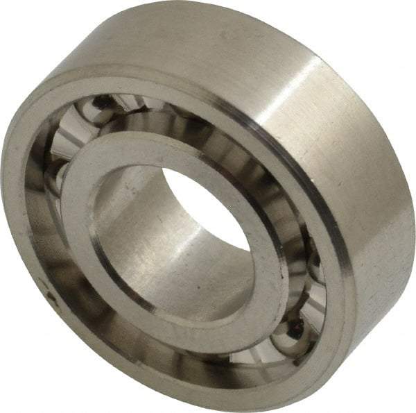 Made in USA - 1/2" Bore Diam, 1-1/8" OD, Open Precision Ground Radial Ball Bearing - 3/8" Wide, 1 Row, Round Bore, 129 Lb Static Capacity, 165 Lb Dynamic Capacity - Exact Tool & Supply