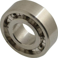 Made in USA - 1/2" Bore Diam, 1-1/8" OD, Open Precision Ground Radial Ball Bearing - 3/8" Wide, 1 Row, Round Bore, 129 Lb Static Capacity, 165 Lb Dynamic Capacity - Exact Tool & Supply