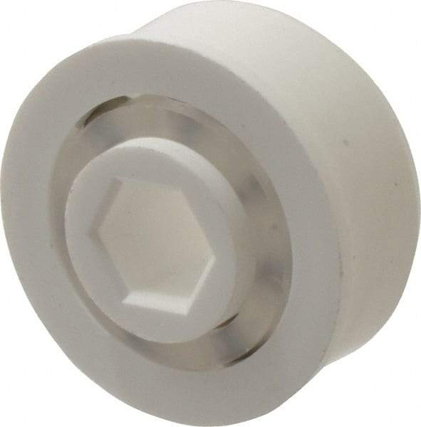 Made in USA - 1 Row, 1-1/2" OD, 7/16" Hex Bore Conveyor Roller Bearing - 69 Lb Capacity, 1,069 Max RPM, Stainless Steel with Polypropylene Housing - Exact Tool & Supply