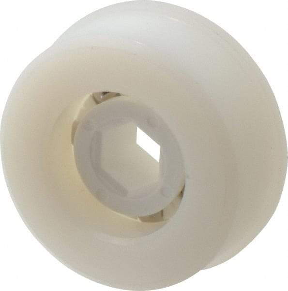 Made in USA - 1 Row, 1.87" OD, 7/16" Hex Bore Conveyor Roller Bearing - 92 Lb Capacity, 729 Max RPM, Stainless Steel with Polypropylene Housing - Exact Tool & Supply