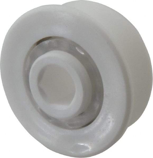 Made in USA - 2 Row, 1.6" OD, 7/16" Hex Bore Conveyor Roller Bearing - 85 Lb Capacity, 855 Max RPM, Stainless Steel with Polypropylene Housing - Exact Tool & Supply