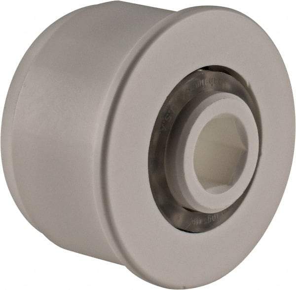 Made in USA - 2 Row, 1.78" OD, 7/16" Hex Bore Conveyor Roller Bearing - 85 Lb Capacity, 855 Max RPM, Stainless Steel with Polypropylene Housing - Exact Tool & Supply