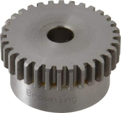 Browning - 20 Pitch, 1.6" Pitch Diam, 32 Tooth Spur Gear - 3/8" Bore Diam, 1-7/16" Hub Diam, Steel - Exact Tool & Supply