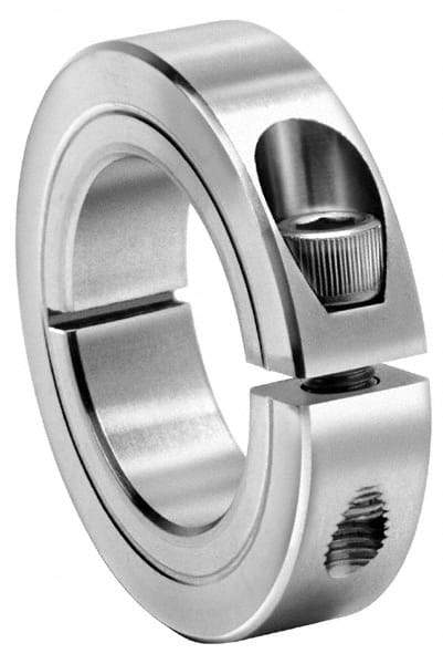 Climax Metal Products - 1-9/16" Bore, Steel, One Piece One Piece Split Shaft Collar - 2-3/8" Outside Diam, 9/16" Wide - Exact Tool & Supply