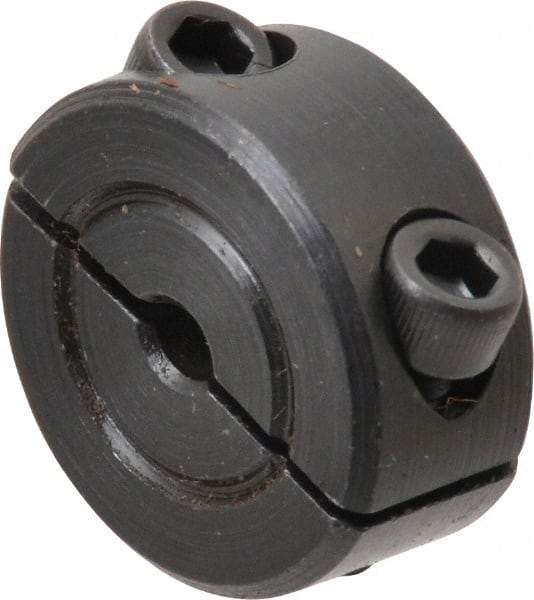 Climax Metal Products - 1/8" Bore, Steel, Two Piece Shaft Collar - 11/16" Outside Diam, 5/16" Wide - Exact Tool & Supply