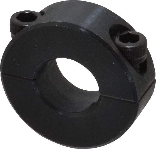 Climax Metal Products - 1/2" Bore, Steel, Two Piece Shaft Collar - 1-1/8" Outside Diam, 13/32" Wide - Exact Tool & Supply