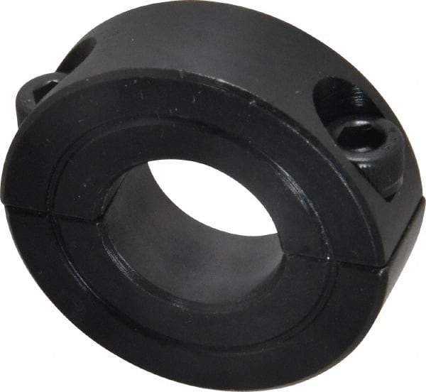 Climax Metal Products - 11/16" Bore, Steel, Two Piece Two Piece Split Shaft Collar - 1-1/2" Outside Diam, 1/2" Wide - Exact Tool & Supply