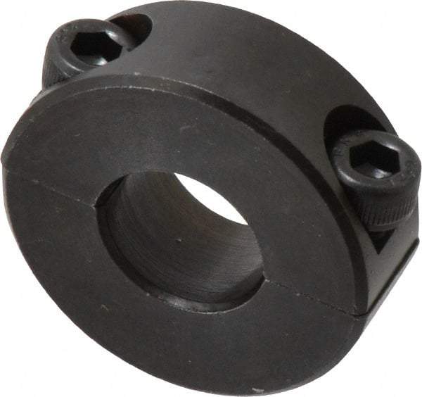 Climax Metal Products - 15mm Bore, Steel, Two Piece Shaft Collar - 1-3/8" Outside Diam - Exact Tool & Supply