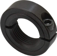 Climax Metal Products - 1-14 Thread, Steel, One Piece Threaded Shaft Collar - 1-3/4" Outside Diam, 1/2" Wide - Exact Tool & Supply