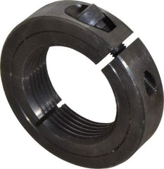 Climax Metal Products - 1-1/2-12 Thread, Steel, One Piece Threaded Shaft Collar - 2-3/8" Outside Diam, 9/16" Wide - Exact Tool & Supply