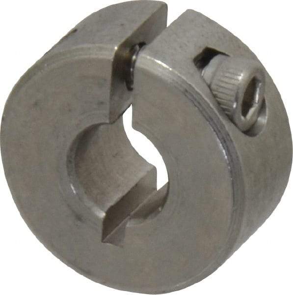 Climax Metal Products - 1/4" Bore, Stainless Steel, One Piece Clamp Collar - 11/16" Outside Diam, 5/16" Wide - Exact Tool & Supply