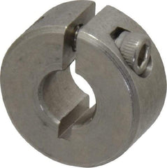 Climax Metal Products - 1/4" Bore, Stainless Steel, One Piece Clamp Collar - 11/16" Outside Diam, 5/16" Wide - Exact Tool & Supply
