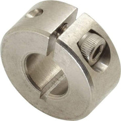 Climax Metal Products - 3/8" Bore, Stainless Steel, One Piece Clamp Collar - 7/8" Outside Diam, 3/8" Wide - Exact Tool & Supply